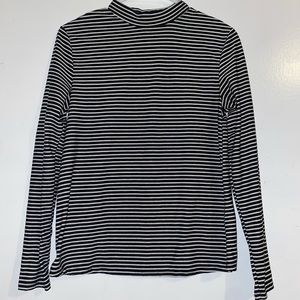 Black and White Striped Mock-neck